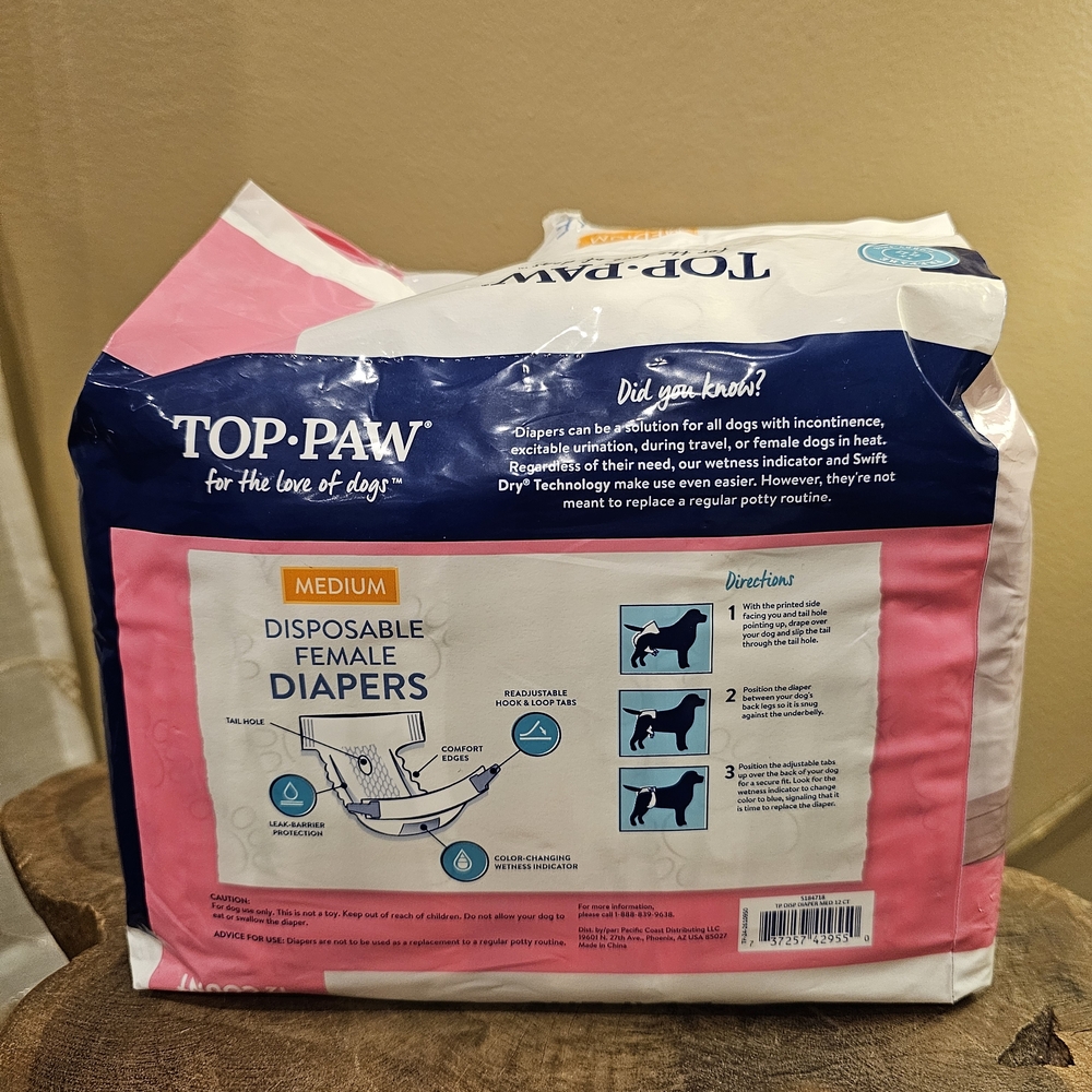 Top Paw Disposable Female Dog Diapers - Picture 4 of 7